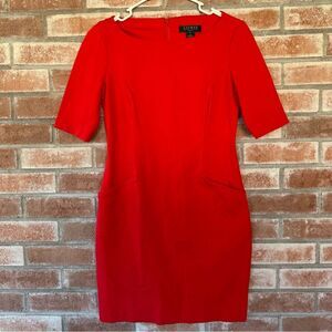 Lauren Ralph Lauren Red Sheath Dress Half Sleeves Women’s 6 Petite Professional